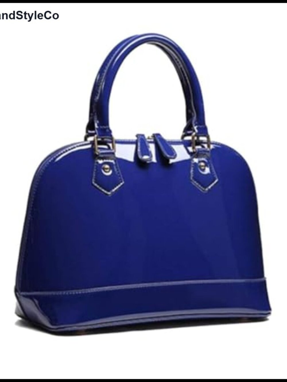 Patent Leather Dome Satchel Purse Zip-Around Handbag Multi-Pocket Shiny